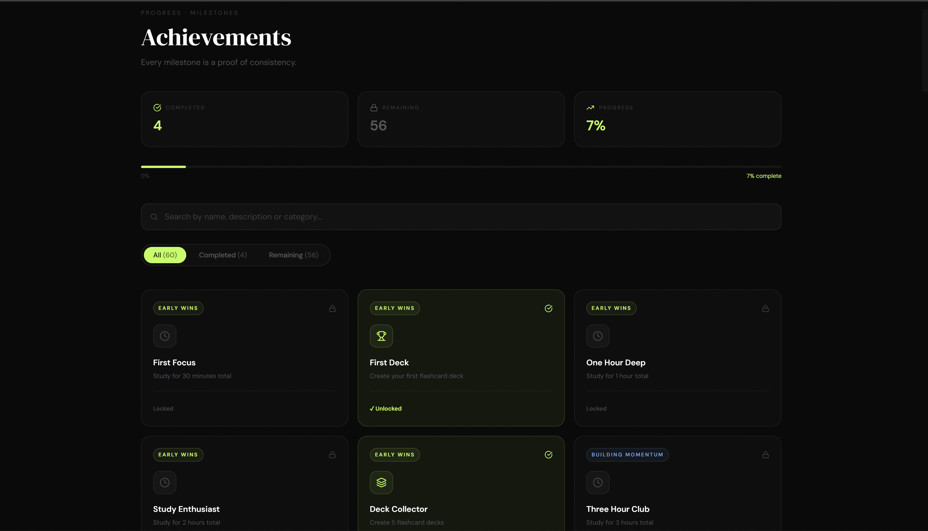 Streaks & Achievement tracking